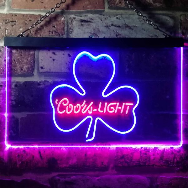 Coors Light Clover Shamrock Dual LED Neon Light Sign